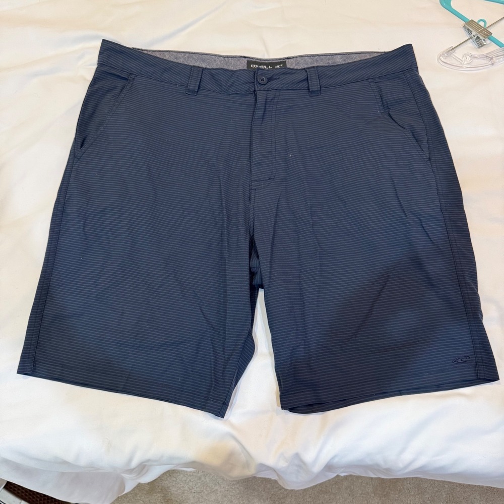 ONeill Mens Navy Blue Micro Stripe Hybrid Shorts Size 40 Stretch Surf Casual
